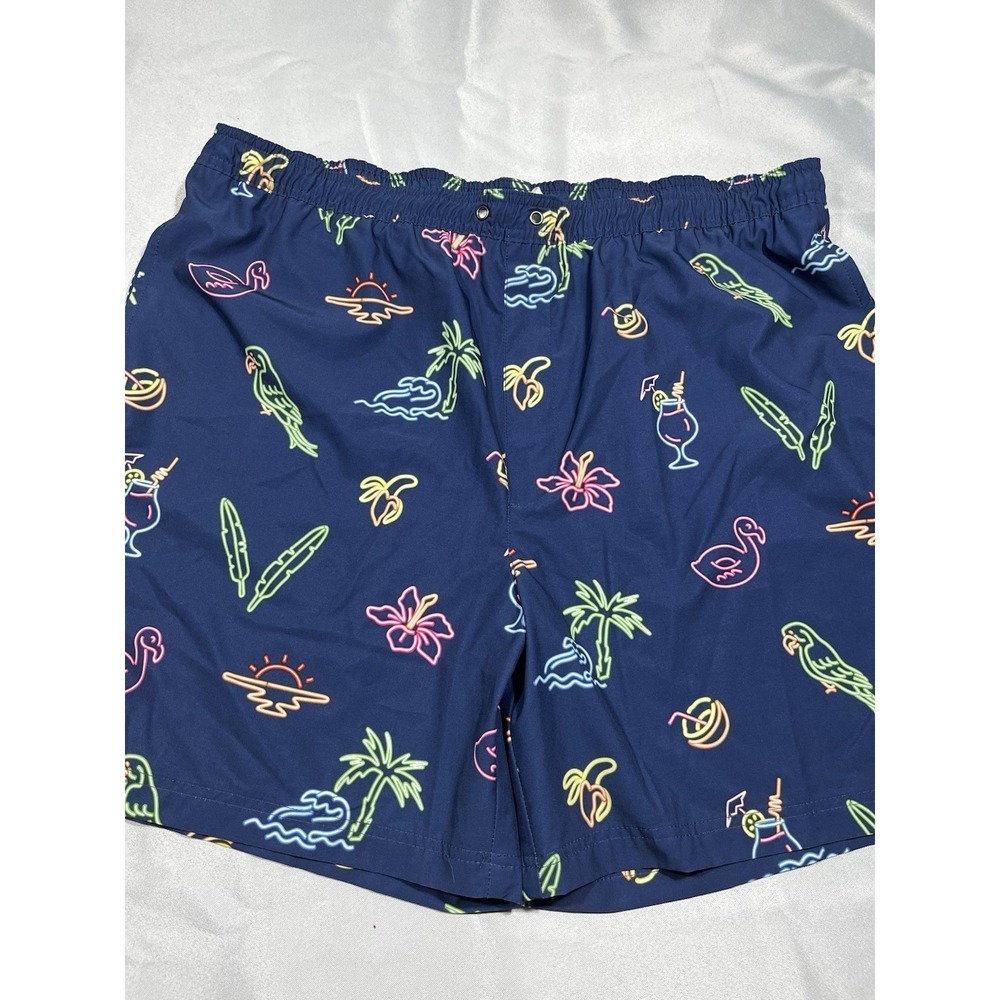 Sonoma Swim Trunk Blue With Flamingos Cocktails Parrots Men's 2X.